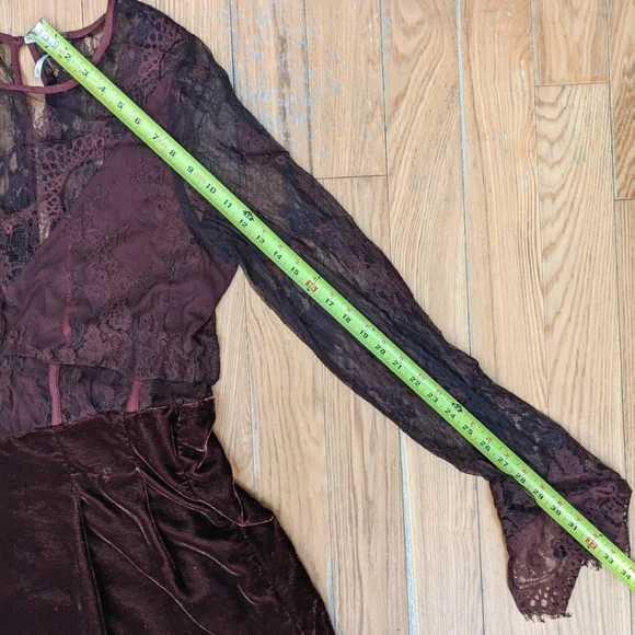 Free People Marlie Lace Velvet Mini Dress Size XL - Picture 8 of 15